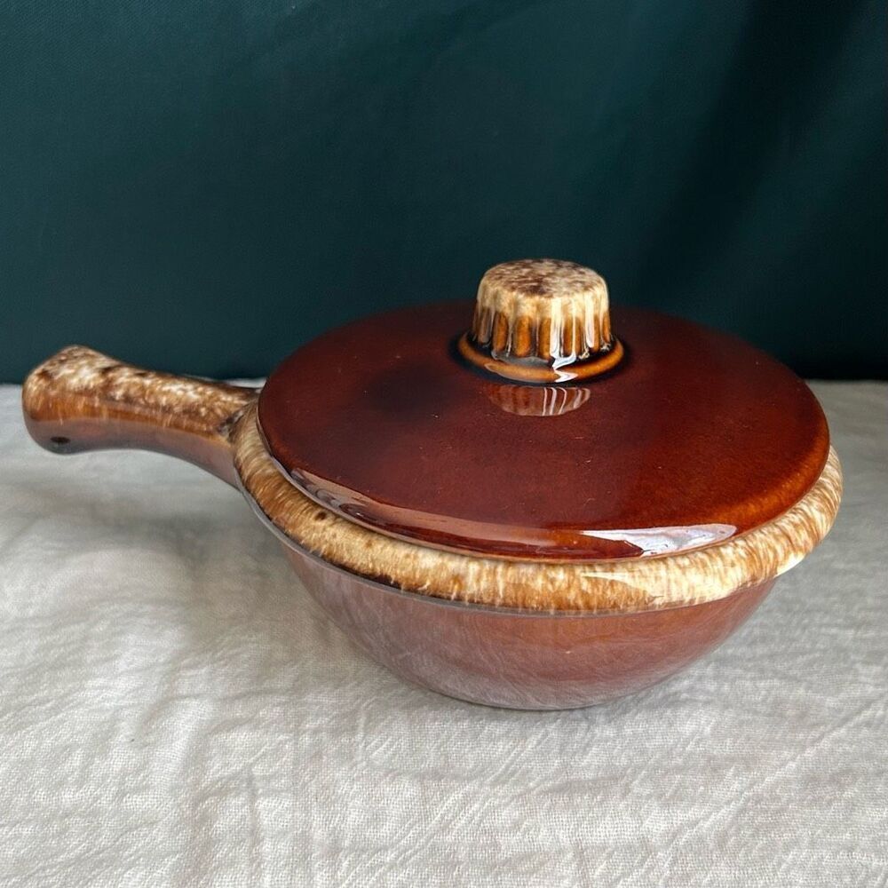 Vintage Hull Oven Proof Stoneware Drip Glaze Covered Soup or Chili Bowl